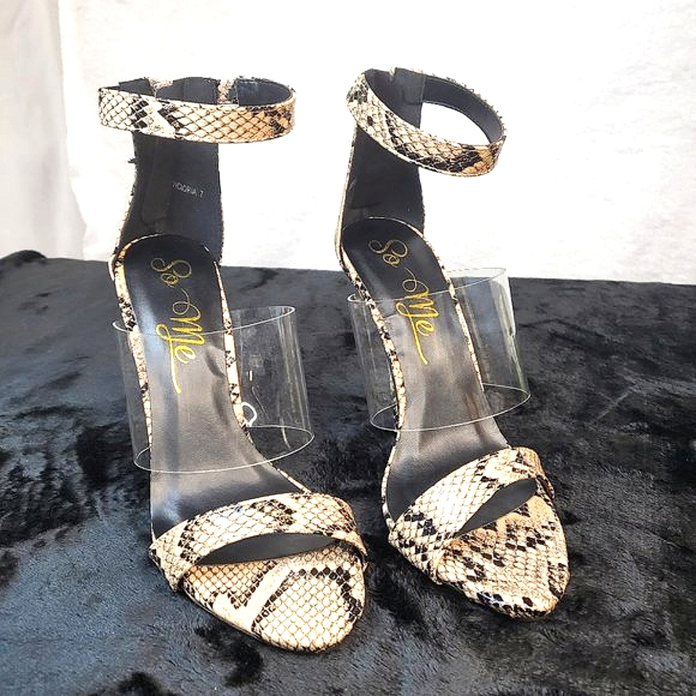 * So Me Snake Peek A Boo Strap 5" Stiletto Heel Shoe